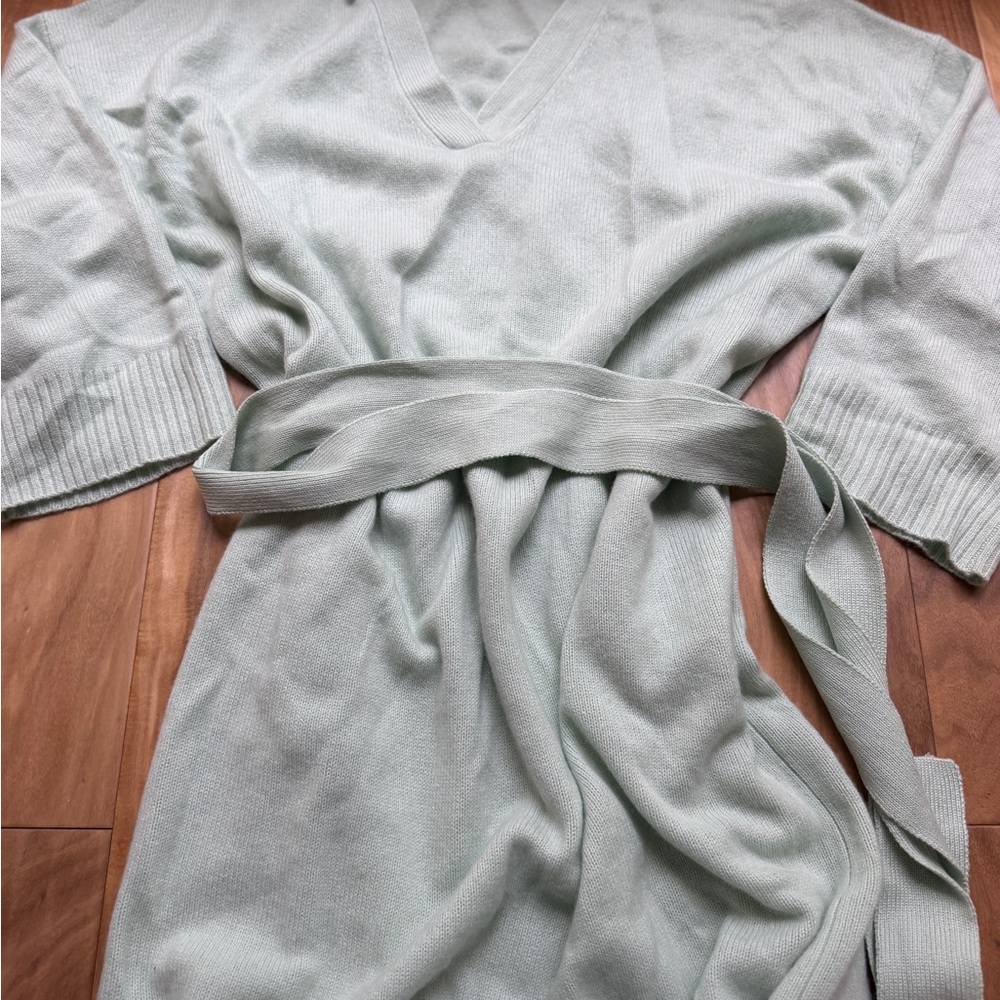 J. Crew Mint Green Belted 100% cashmere sweater dress